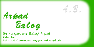 arpad balog business card
