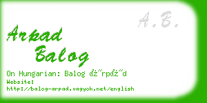 arpad balog business card
